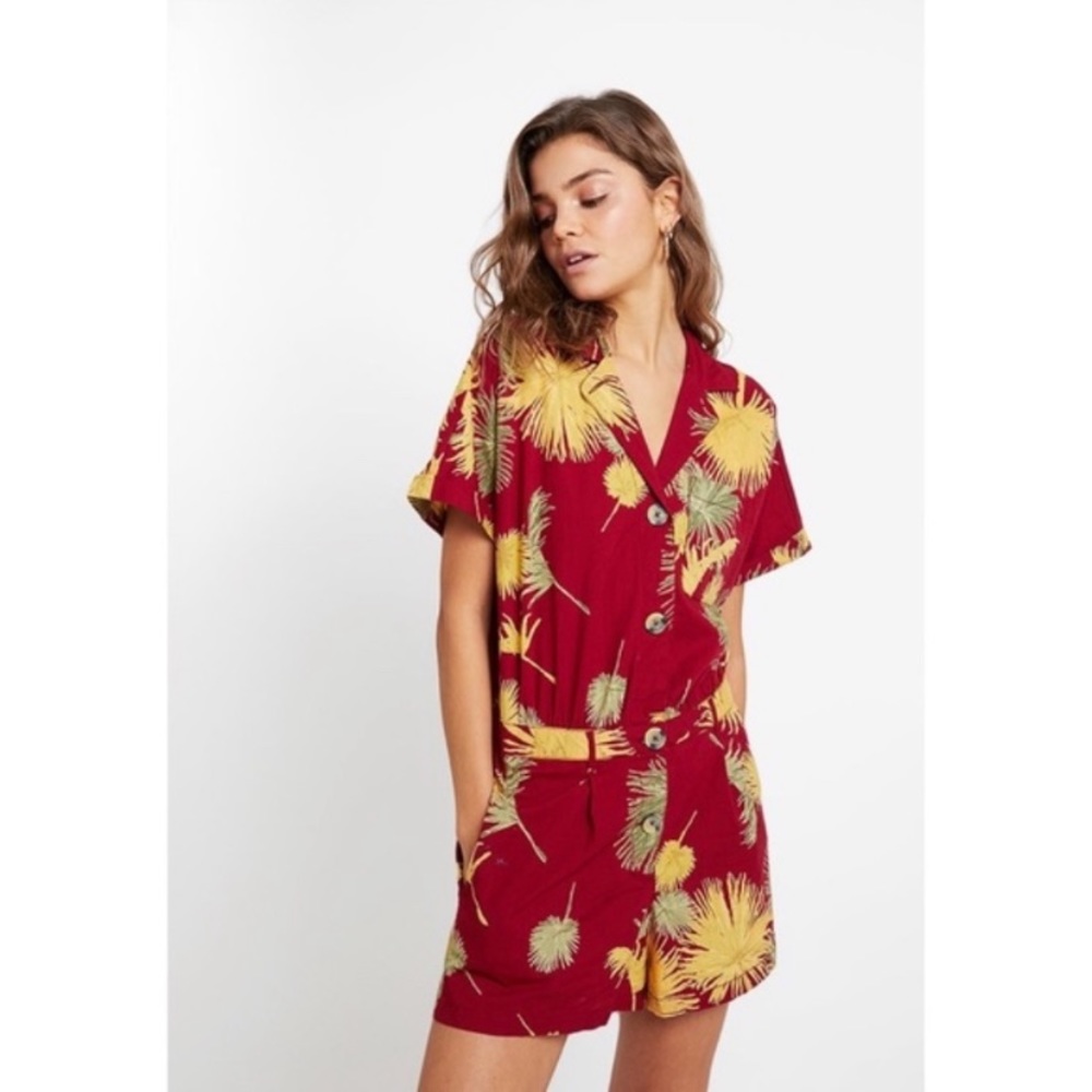Free People Red Malibu Tropical Romper - Picture 5 of 5